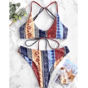 SOLD Zaful Flora Paisley Strappy Bikini Set